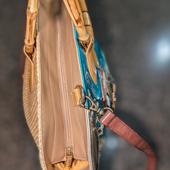 BRACCIALINI TUA HOME SWEET HOME TOTE VORREI VIVERE IN SUMFLOWERS BAMBOO HANDLES - Picture 3 of 4